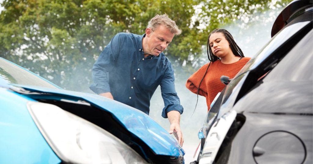 Man crashed car in the back of a womans car